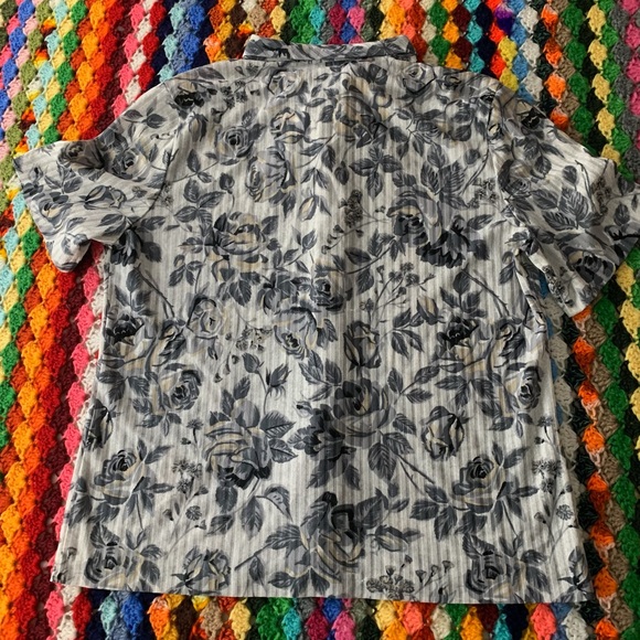 Vintage 60s 70s Graff Californiawear Rose Floral Tie Neck Pussy Bow Ribb… - Picture 11 of 16